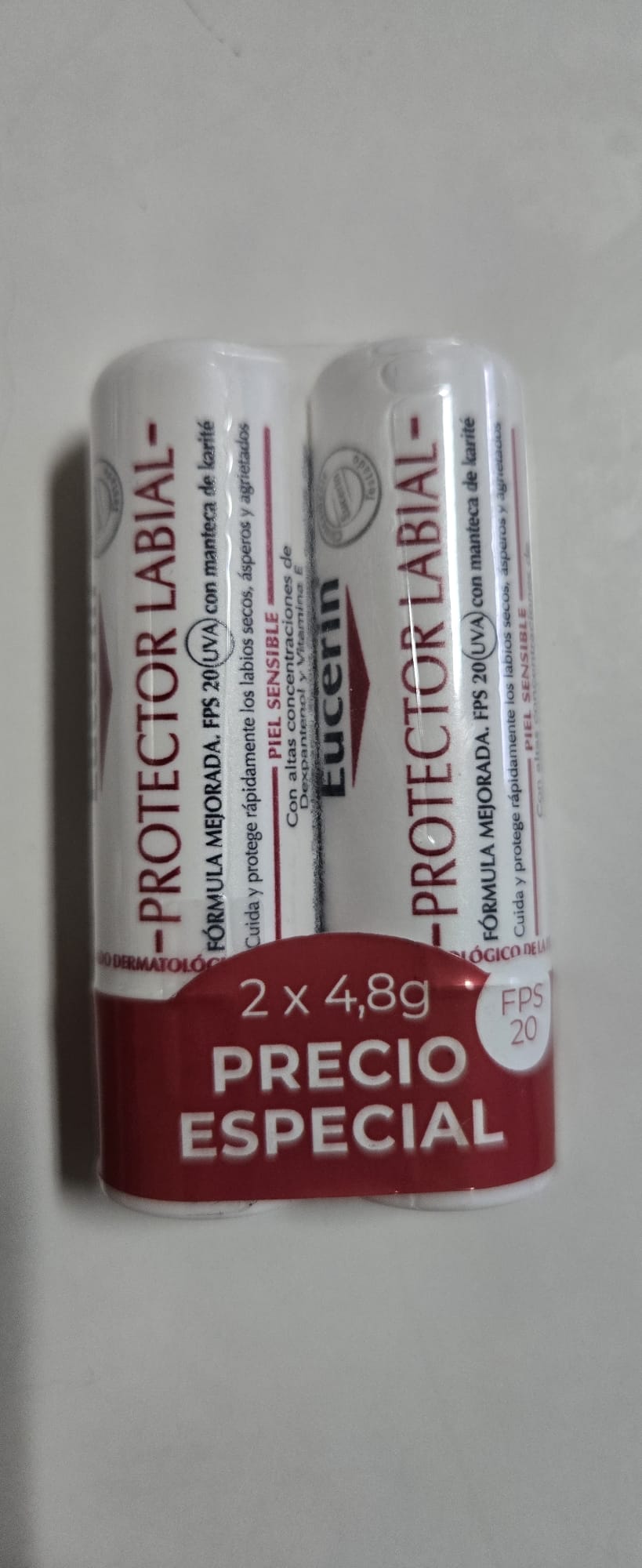 Eucerin Protetor Labial FPS 20 - Pack 2x4,8g